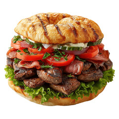 Saftiger Rinderburger mit frischen Tomaten und Gurken