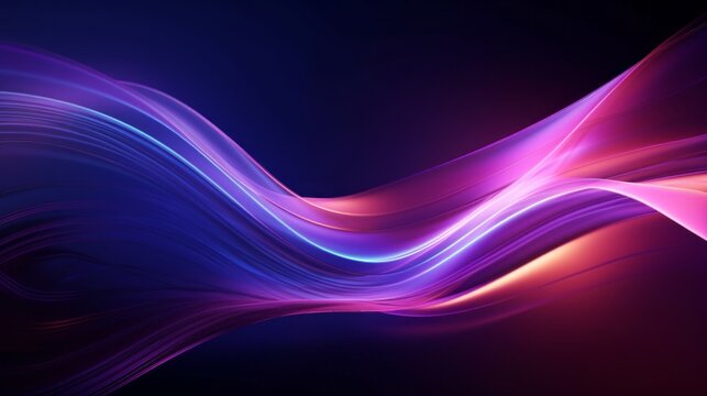 Pulsating neon futurism: dynamic motion tech, high-speed light trails, purple wave swirls