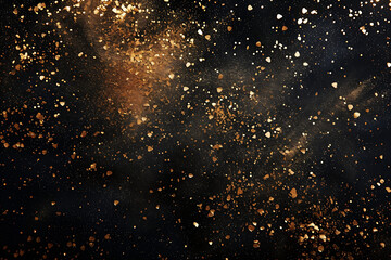 golden dust on a black background in
