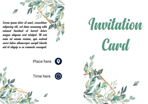 elegant green floral invitation card template