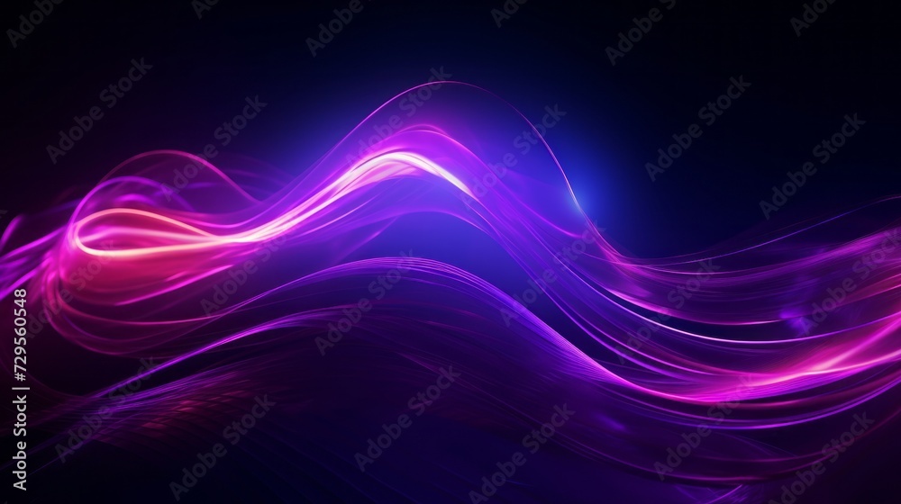 Canvas Prints pulsating neon futurism: dynamic motion tech, high-speed light trails, purple wave swirls