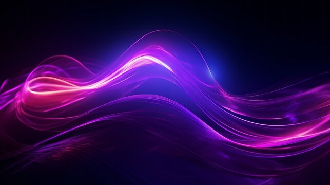 Pulsating neon futurism: dynamic motion tech, high-speed light trails, purple wave swirls