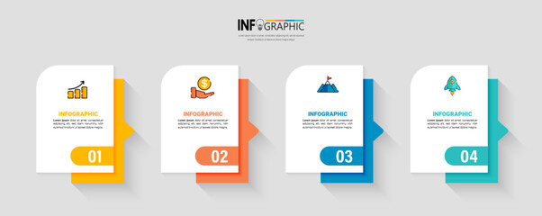 Infographics design template business concept with 4 steps vector.	
