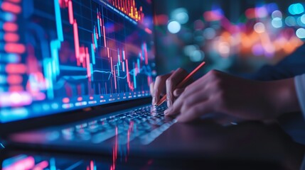 Business people analyze financial data chart trading forex, Investing in stock markets, funds and digital assets, Business finance technology and investment concept, Business finance background