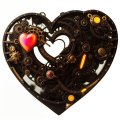 Heart in steampunk style. Valentine's card. Abstract illustration. AI generated.