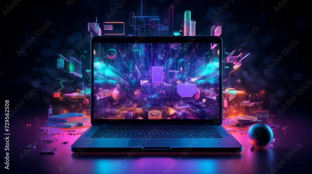 Wall mural tech-savvy businessman ensuring cyber security and embracing data backup in cloud storage: downloadi