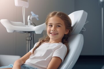 At the doctor. A candid emotional photograph of a child sitting in a dental chair,