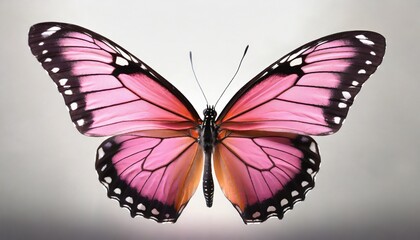 beautiful pink butterfly on white background