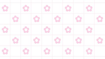 White background with pink flowers