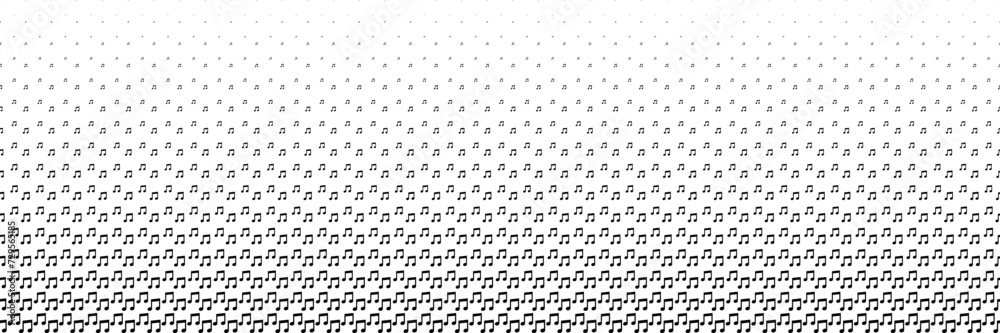 Poster horizontal black halftone of musical note design for pattern and background.