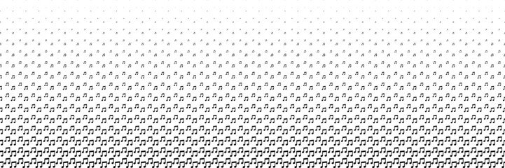 horizontal black halftone of musical note design for pattern and background.