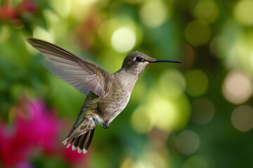 Fototapeta premium Hummingbirds in spring nature. Background with selective focus and copy space