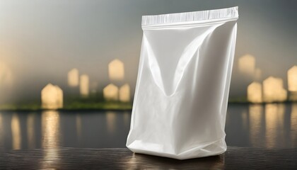 blank or white plastic bag snack packaging on white