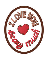 Valentines typographic composition in oval shape