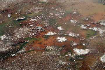 Colorful abstract backgrounds and pattern created by nature in the Yellowstone