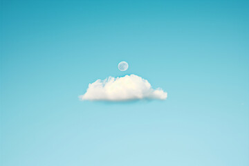 one cloud in the sky and moon minimalist