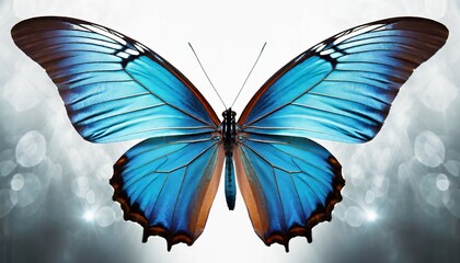 beautiful wings of a blue butterfly on a white background - obrazy, fototapety, plakaty