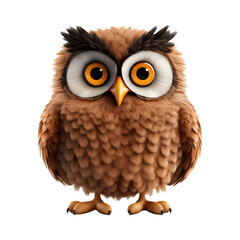 3D Rendering of a Beautiful Owl on Transparent Background - Ai Generated