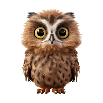 3D Rendering of a Beautiful Owl on Transparent Background - Ai Generated
