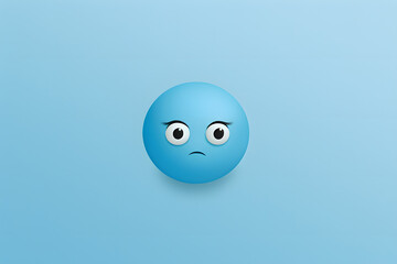 A blue-themed Monday with a sorrowful emoji face on a calming light blue backdrop.    Generative AI,