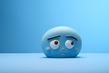A blue-themed Monday with a sorrowful emoji face on a calming light blue backdrop.   Generative AI,