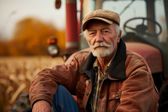 Portrait of a male farmer. Backdrop with selective focus and copy space