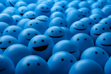 Light blue ambiance with a poignant emoji face, embodying the essence of 'Blue Monday  Generative AI,