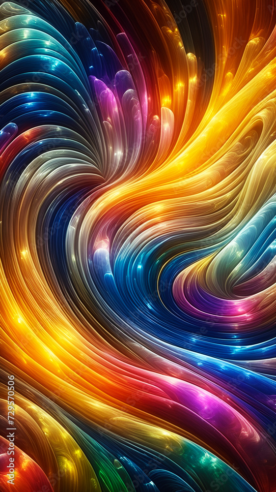 Wall mural abstract texture wallpaper and background with waves and curves in vivid colors. artistic pattern de