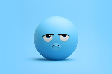 Light blue background with a melancholic emoji face, symbolizing the 'Blue Monday' feeling.  Generative AI,