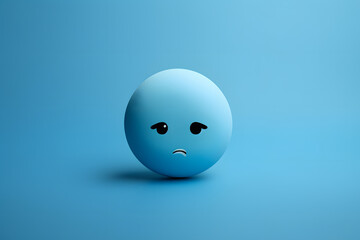Sad emoji face on a serene light blue background, portraying the 'Blue Monday' concept  Generative AI,