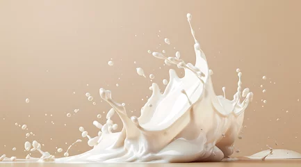 Fotobehang milk splash over beige background in © AQsd