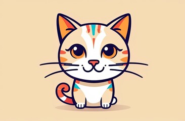Cute ginger kitten on a background. illustration with a pet cat