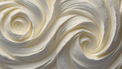 Smooth surface whipped cream, top view. Whipped cream texture