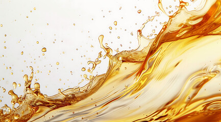oil splashes into a clear liquid background in