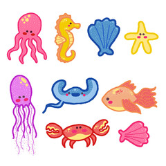 Clip art de animales marinos. Ilustración infantil