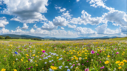 Fototapeta premium meadow in summer flower meadow variety of flowers