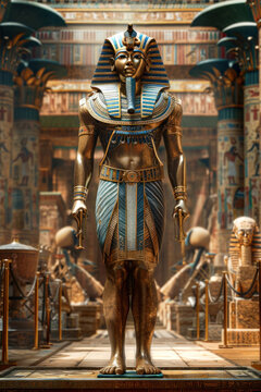 Statue of the Pharaoh of Egypt in Ancient Times Generative AI Illustration