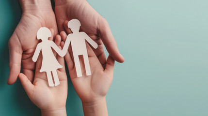 hands holding paper family cutout, family home, foster care, world mental health day
