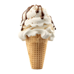 3D Rendering of a Ice Cream Cone on Transparent Background - Ai Generated