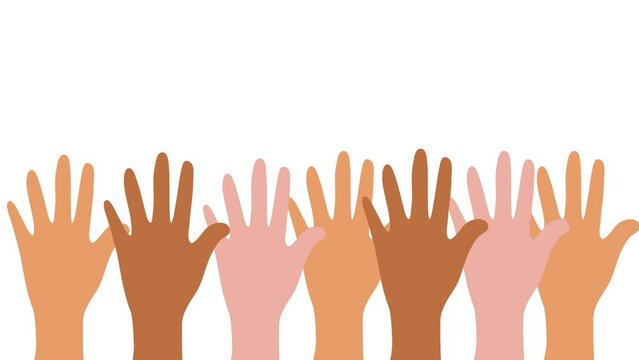 Group of people raised hands. Solidarity concept. Voting crowd