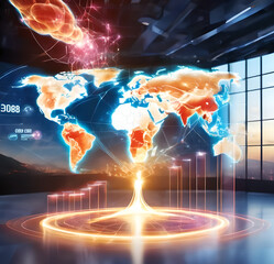 A picture representing the idea of global communication and business networks