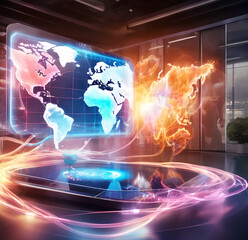 A picture representing the idea of global communication and business networks