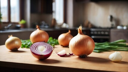 sliced onions on the kitchen table

