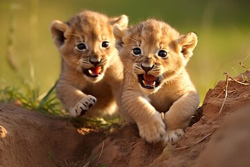 lion cubs play
