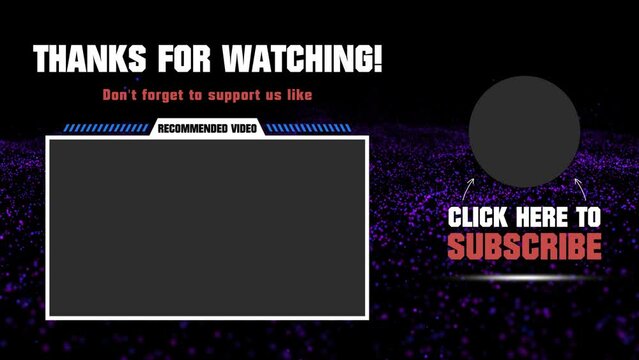 Youtube End Screen with blue design and blue lines. Animated Youtube Video Template, background, Outro Card, end screen, banner, channel. Social media design. Space background. Animated space.	
