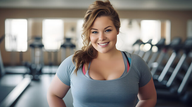 A fit and confident lady proudly displays her smile as she poses for the camera, showcasing her toned shoulders and strong neck while dressed in stylish exercise clothing