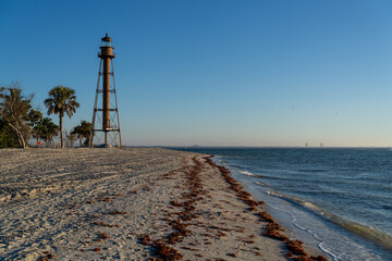 Sanibel Island Lighthouse used to be surrounded by the keeper house and buildings, hurricane Ian...