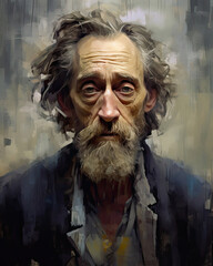 Obraz premium Renaissance style portrait painting of elderly man in soft muted earth colours with lovely expression