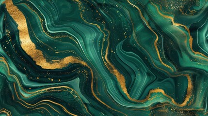 seamless pattern of golden marble and green emerald colors