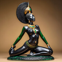 The sculpture I witnessed was truly captivating; it portrayed a full-bodied Ethiopian woman executing an intricate and demanding yoga pose with grace and elegance. The sculpture was crafted using a st